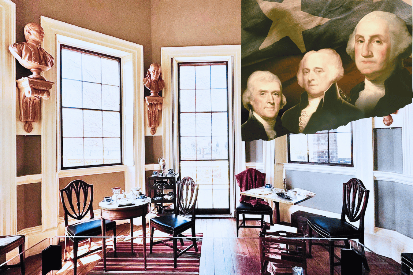 Historic tea setting featuring Hyson green tea and Chinese black tea inspired by George Washington and Thomas Jefferson tea culture