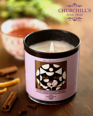 Exclusive limited edition: Churchill’s tea scented candle & Hot Cincinnati Spice Rooibos holiday gift set paired with Edie Harper’s Magnificat (metallic print)