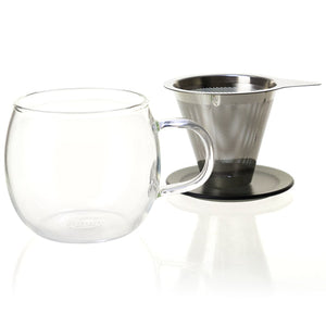 Brew-in Glass Cup with Filter 12oz