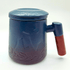 Ceramic Tea Mug with Lid, Infuser, and Wooden Handle - 12oz