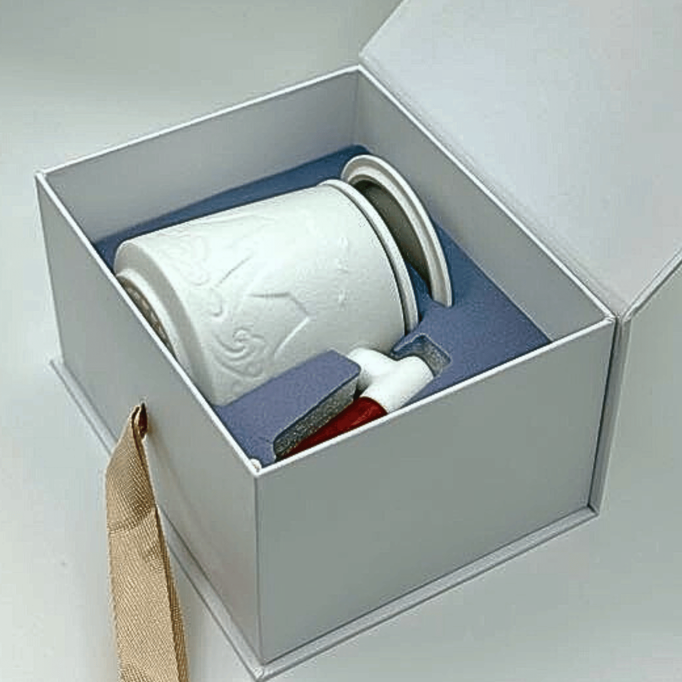 Ceramic Tea Mug with Lid, Infuser, and Wooden Handle - 12oz