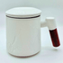 Ceramic Tea Mug with Lid, Infuser, and Wooden Handle - 12oz