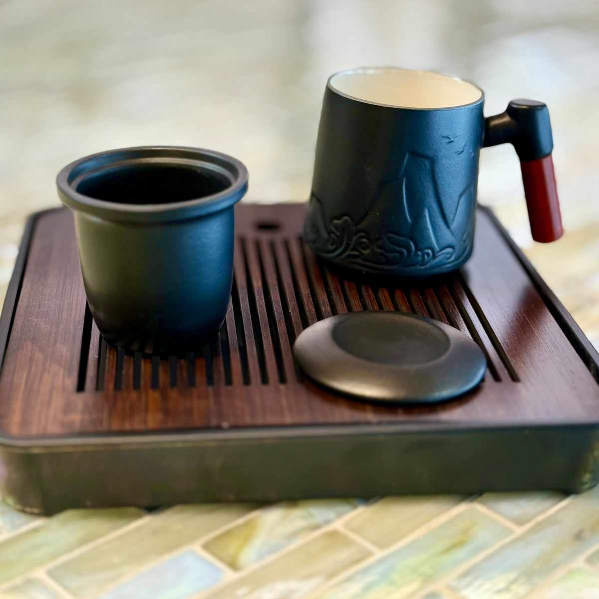 Ceramic Tea Mug with Lid, Infuser, and Wooden Handle - 12oz – Churchill ...