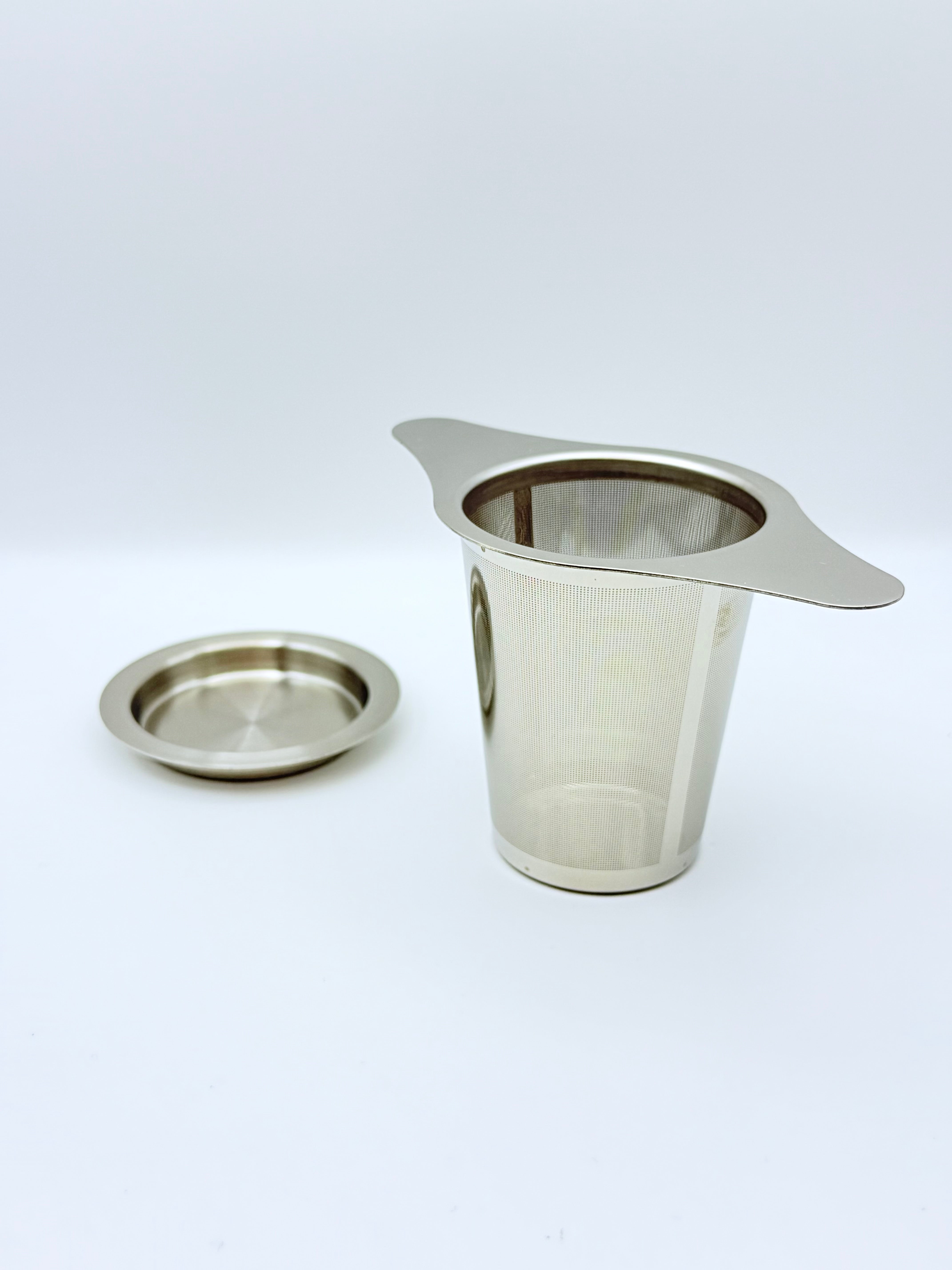 Stainless Steel Infuser Tapered Basket with Double Handle & Lid