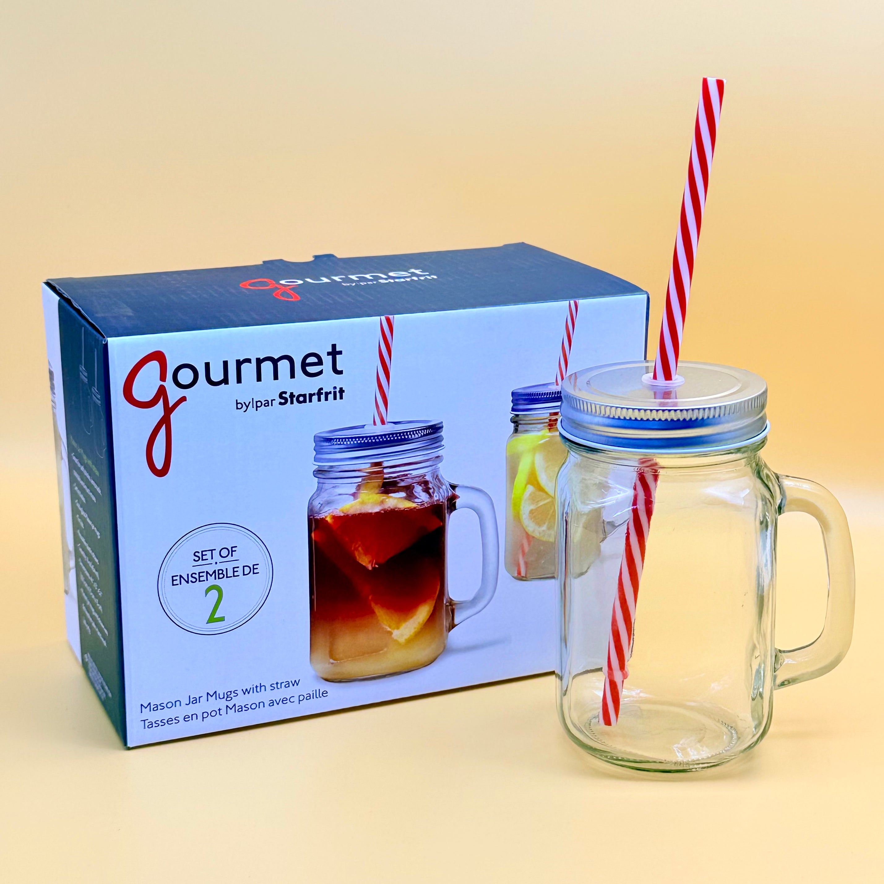 Glass Iced Tea Mason Jar Mugs with Straw