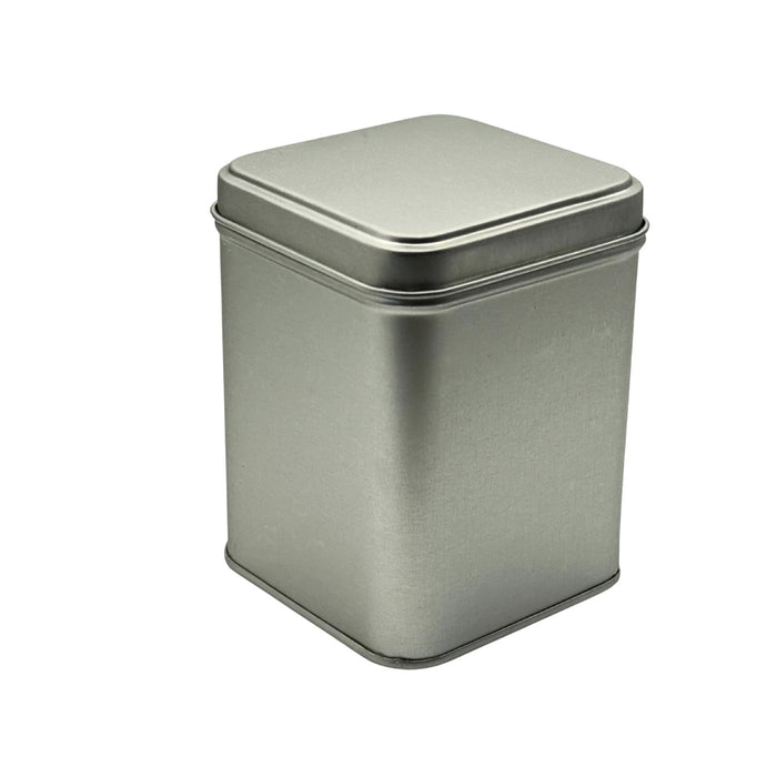 Square Tea Tin Airtight Press-Fit Lid 4.5 oz - Silver
