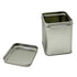 Square Tea Tin Airtight Press-Fit Lid 4.5 oz - Silver