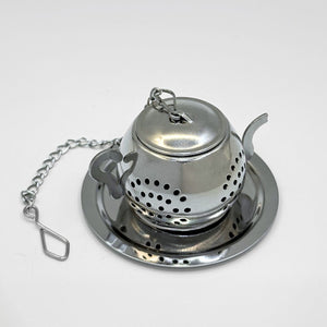 Stainless Steel Infuser Teapot Design with Chain Hook & Drip Tray
