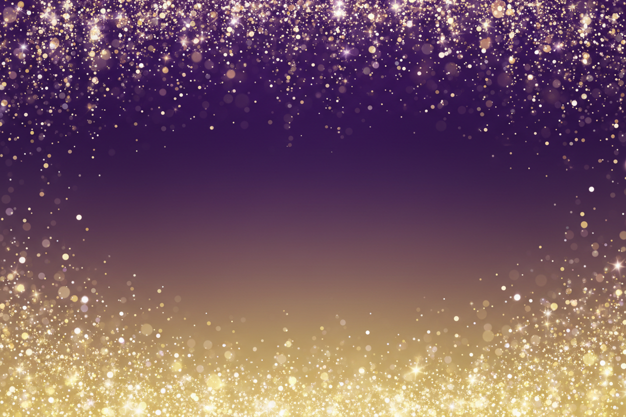 royal purple and gold with holiday sparkles falling down from top and raising up from bottom as background image for text