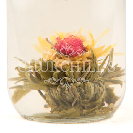 Dragon 4 Flower Blooming Tea (brewed, side view)